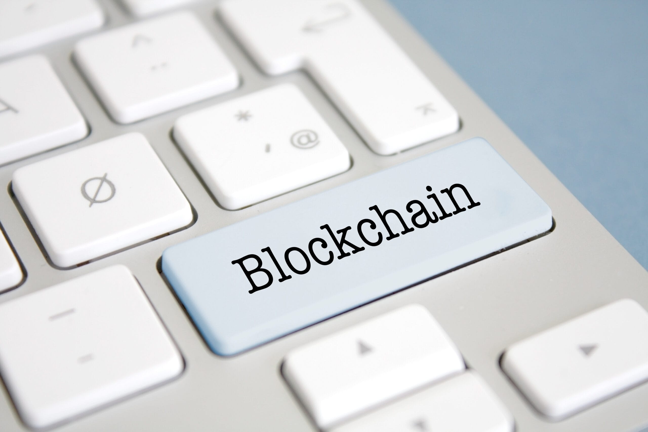 Blockchain written on a keyboard image